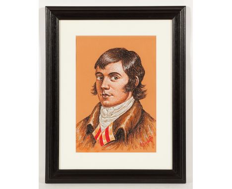 GRAHAM MCKEAN, PORTRAIT OF ROBERT BURNS pastel on paper, signed 42cm x 30cm Mounted, framed and under glass