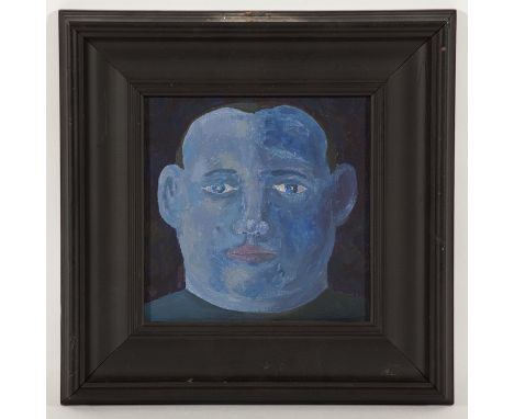 * JOHNNY MCGUINNESS, SMALL BLUE DREAMS oil on board, signed, titled and dated 1986 verso 14cm x 14cm Framed Note: Compass Gal