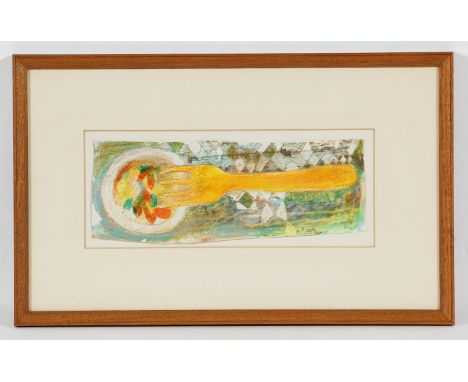 * SYLVIA VON HARTMANN RSW SSA SSWA, THE FORK oil pastel on paper 10cm x 25cm Mounted, framed and under glass Label verso: The