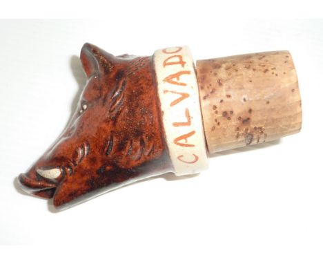 Ceramic bottle stopper in the form of a wild boar 'Groult Calvados'