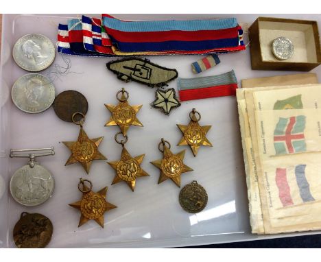 Various medals to include The Africa Star, The Italy Star, The 1939-45 Star (2) and The France and Germany Star (2), other me