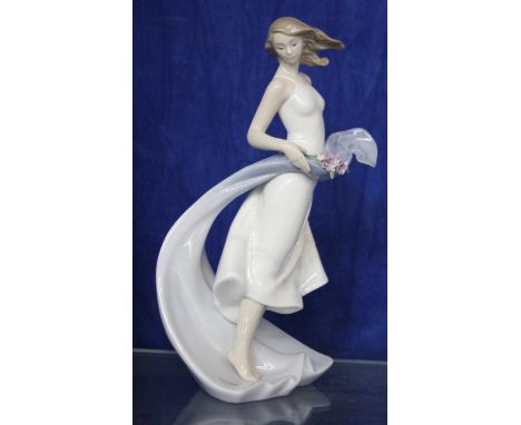 Lladro privilege figure girl with flowers, model no. K-11 E, 23cm high 