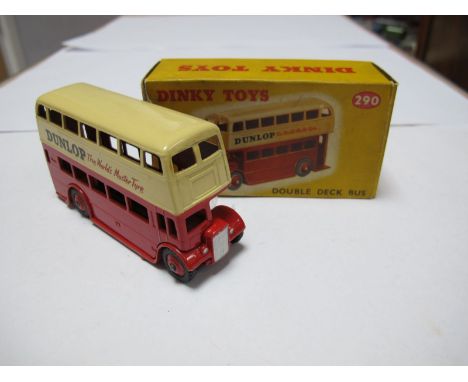 A Boxed Original Dinky #290 Double Decker Bus, 'Dunlop' type three Leyland grill, red lower deck and hubs, cream upper, model