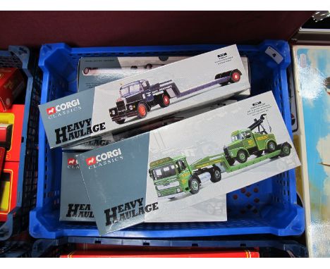 Five Boxed Corgi 1:50th Scale Diecast Heavy Haulers, #31003 AEC Ergomatic Articulated, Scammell Highwayman crane and low load