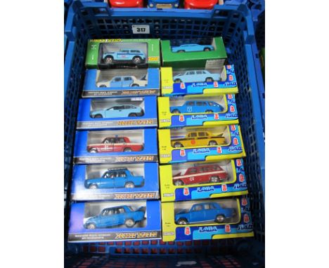 Ten Boxed Russian Vaz Model 1:43rd Scale Diecast Lada Cars, all different including police cars, all models box fresh, with t