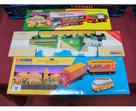 Three Boxed Corgi 1:50th Scale Diecast Circus Sets, #97897 Scammell Highwayman and trailers 'Billy Smarts Circus'. #14101 Fod