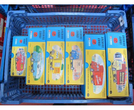 Six Boxed Archive Corgi 1:50th Scale Diecast Lorries, #13602 Foden 521 'Mickey Mouse' Box lorry 'CWS', #11101 ERF KV box lorr