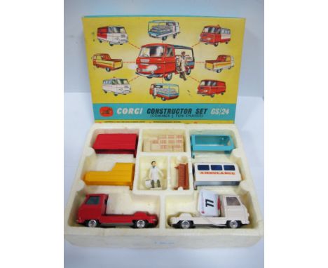 A Boxed Original Corgi Gift Set #24, Commer Construction Set. Two cab/chassis units, four interchangeable bodies, milkman cra