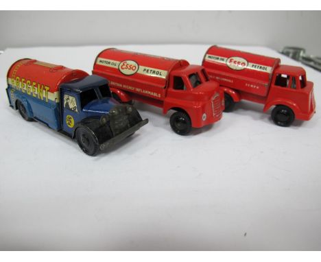 A Wells Brimtoy Clockwork Tin Plate 'Regent' Tanker Lorry, together with two further plastic and tin plate 'Esso' tanker lorr