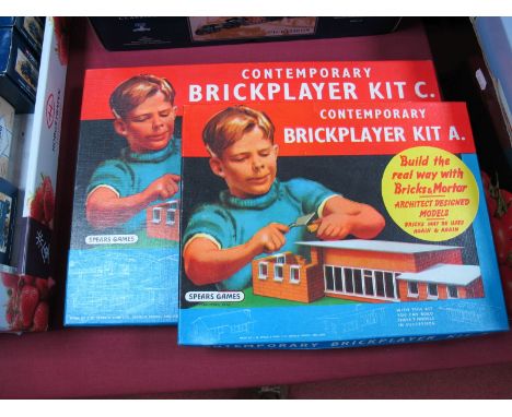 Two J.W. Spears Contemporary Brick Player Kits, Kit #A with all bricks, windows and doors sealed in packs, floor plans for th