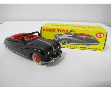 A Boxed Original Dinky #106 Austin A90 Atlantic Convertible, black body, red gloss interior and hubs, no number on base, whit