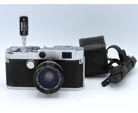 A Canon Rangefinder 35mm film camera & an Canon EX 35mm lens & Canon Self Timer 6, serial no. 535045