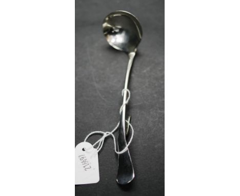 Australian hand beaten sterling silver sauce ladle with hook, marked sterling, approximate total weight 20 grams