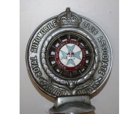 Royal Automobile Club of Queensland circa 1920s car badge, 10cm wide, 16cm high approx
