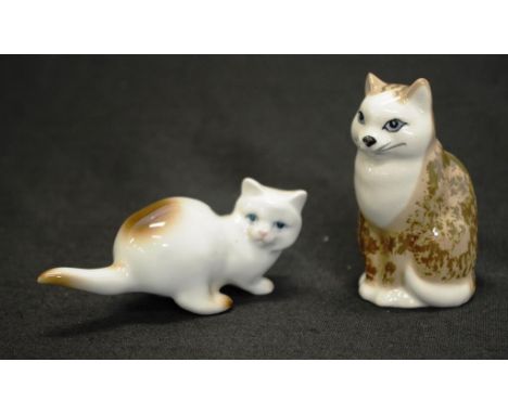 Vintage English Szeiler Cat figurine together with a Zsolnay cat, height 8.5cm approx