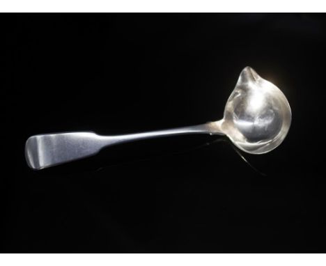 Rare Irish George IV sterling silver toddy ladle, Oar pattern with a lipped bowl and rat tail drop, marked Dublin 1828 Duty. 