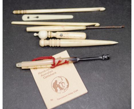 Collection of various bone &amp;horn sewing implements NB.This item may not be exported