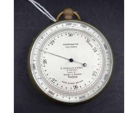 Short &amp; Mason travelling barometer 7cm, retailed by E. Esdaile &amp; Sons, Sydney.