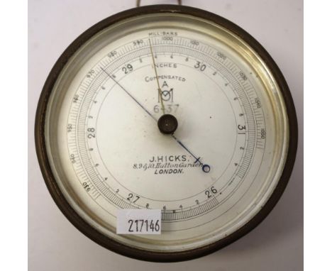 Vintage wall barometer by J.Hicks Hatton Gardens, in a glass case