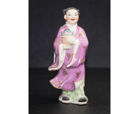 Vintage Chinese ceramic figure figure of a standing woman, marks to base, (height 15cm approx).