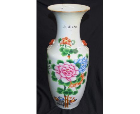 Chinese hand painted ceramic floor vase painted blossom decoration, (height 57cm approx).