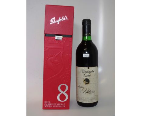 One bottle: Penfolds Bin 8 cabernet shiraz 750ml, 2011 vintage, in original packaging, together with one 750ml bottle of Hunt