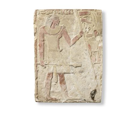  An Egyptian limestone relief Old Kingdom, 6th Dynasty - First Intermediate Period, circa 2300-1987 B.C.The rectangular panel