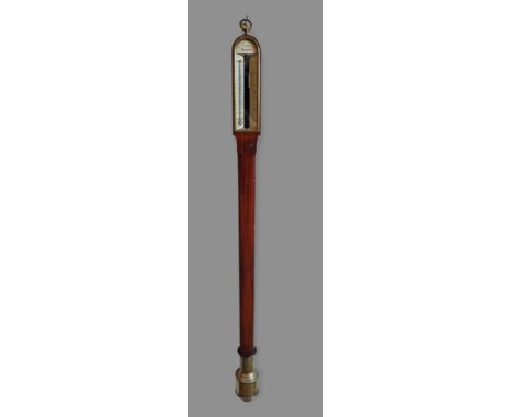 A George III ships barometer by Robert Bate, with silvered dial marked Bate London, 95cms tall 