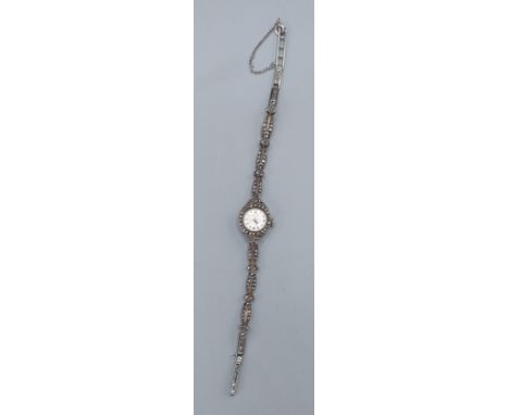 A Rotary 925 silver and marcasite ladies wristwatch 