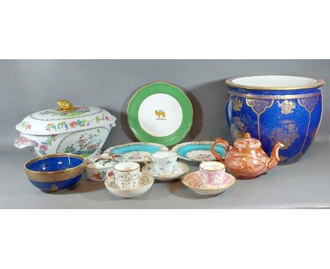 A Booths jardiniere together with a collection of ceramics to include a Spode tureen and a Meissen cup and saucer 