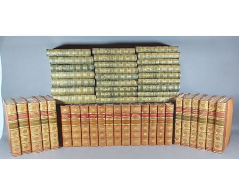 Works Of R. Louis Stevenson leather bound in twenty five volumes together with eleven leather bound volumes by G. Lenotre and