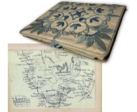 Militaria: a Second Boer War, 1899-1902 crewel bound scrapbook with further entries dating to WWI, 20cm high by 17cm wideCont