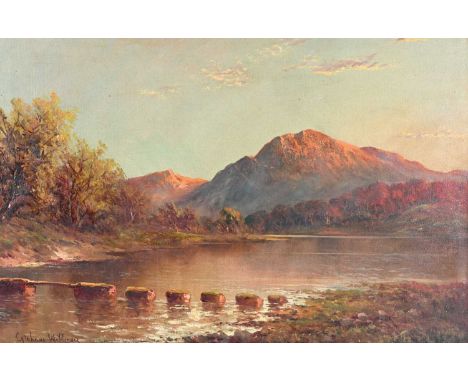 Francis E. Jamieson (Graham Williams) (British, 1895-1950), a Highland Loch with stepping stones, signed Graham Williams l.l.