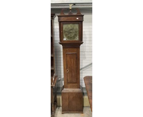 A George III oak longcase clock, Joseph Head, Cirencester circa 1760, the 10 inch brass dial with black enamelled Roman numer