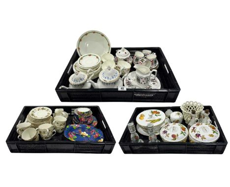 Three trays of ceramics including part dinner and tea services, 'Evesham' Royal Worcester, 'Larchmont' Royal Doulton, Royal A