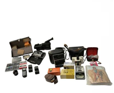 Cameras/Photography: cameras including Kodak, Polaroid, Sony Handy-cam with cassettes, rolls of colour film (1970s) and unuse