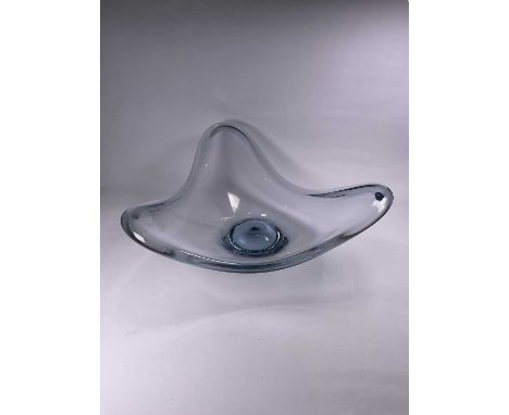 Per Lütken for Holmegaard, Aqua blue glass bowl, signed 'Holmegaard, PL, 1961' to base, w/d 36-39cm