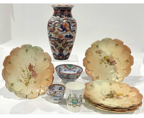 A collection of china to include; 6 late 19th century Royal Worcester blush ivory floral tea plates, registered mark no.11791