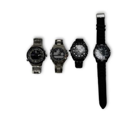 A Pulsar Chronograph dress watch, boxed Clifford James watch, unworn, two further Gentlemans watches (4, 1 box and bag)