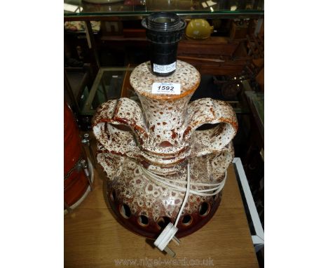 A large West German pottery Table Lamp, no shade