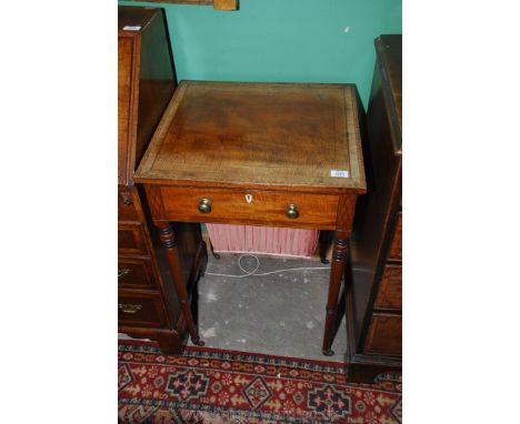 A fine quality 19th c. Mahogany framed lady's Writing Table/work table having very nicely detailed inlaid frieze/border to th