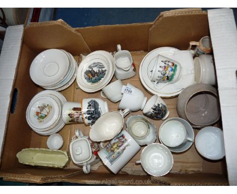 A quantity of Welsh porcelain including four cups and saucers, four tea plates plus miscellaneous items including milk jugs, 