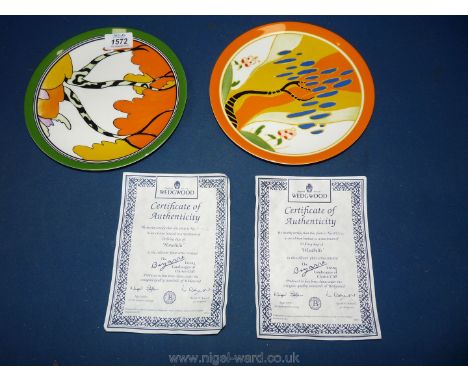 Two limited edition Wedgwood 'Bizarre' Plates with certificates for Clarice Cliff.