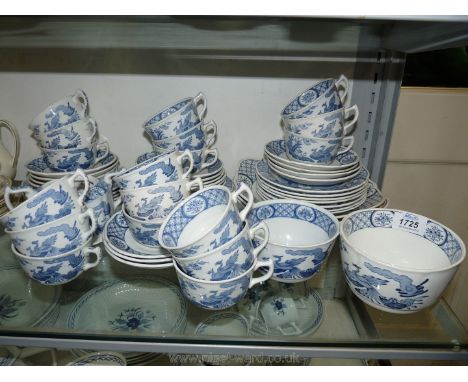 A quantity of blue and white 'Old Chelsea' china made by Furnivals Ltd., England, reg. nos. 647812 including eighteen cups (o