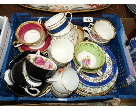 A box of vintage tea ware to include Aynsley, Royal Albert, Coalport, etc.