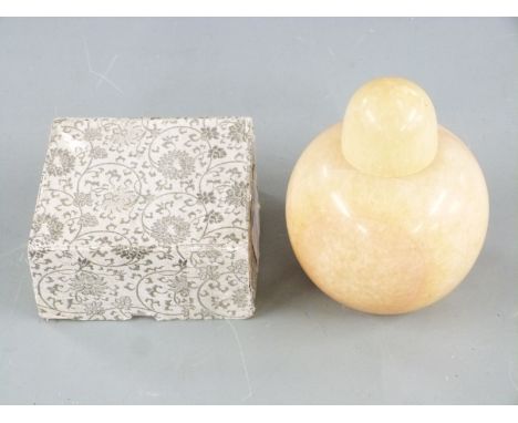 Chinese hardstone ginger jar and two serpentine cups