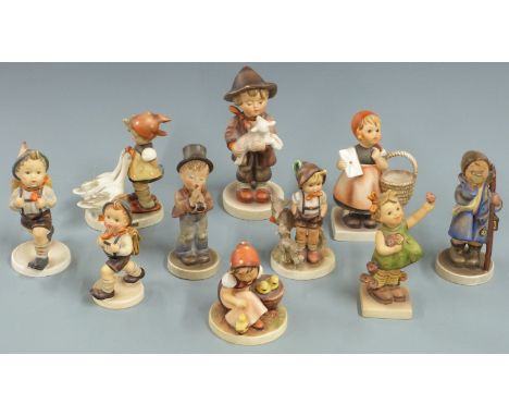 Ten Goebel Hummel figures including horn player