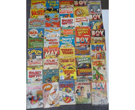 Forty-three vintage children's comics including Quack, Puppetoons, Its A Duck's Life, CooCoo, Sparkle, Sparky Watts, Herbie, 