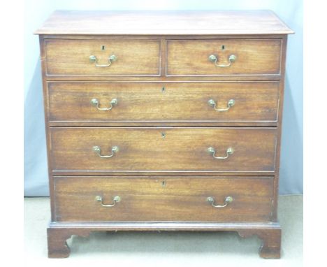 19thC mahogany chest of two over three graduated&nbsp;drawers raised on bracket feet, W113 x D53 x H104cm