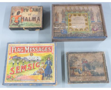 19th/20thC German/ French architectural games including Architecture Gothique, flag messages 'Semsig', Halma etc&nbsp;